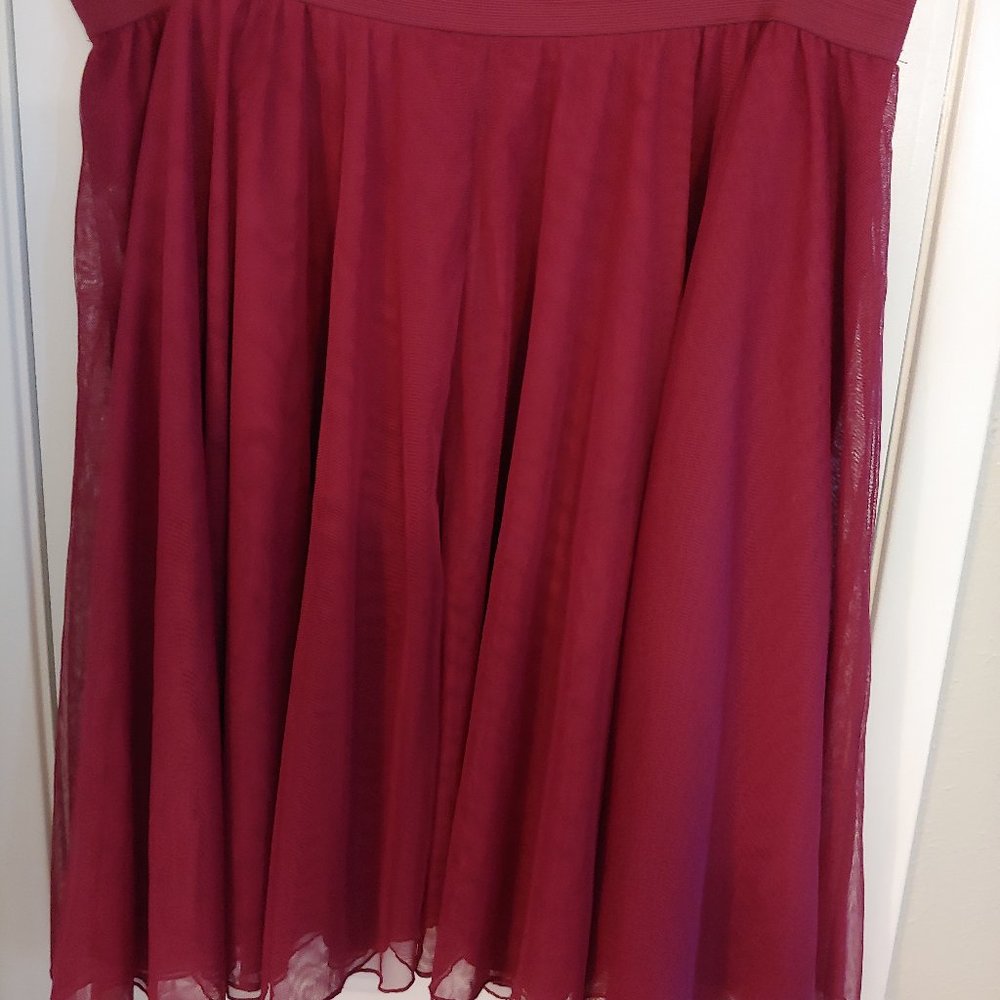 Burgandy tulle midi skirt